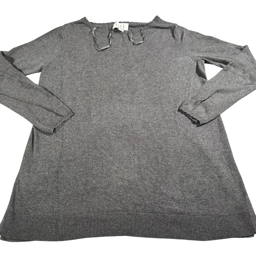 Elle Long Sleeve Pullover Sweater Gray Women's Size Extra Small Womens Top Shirt